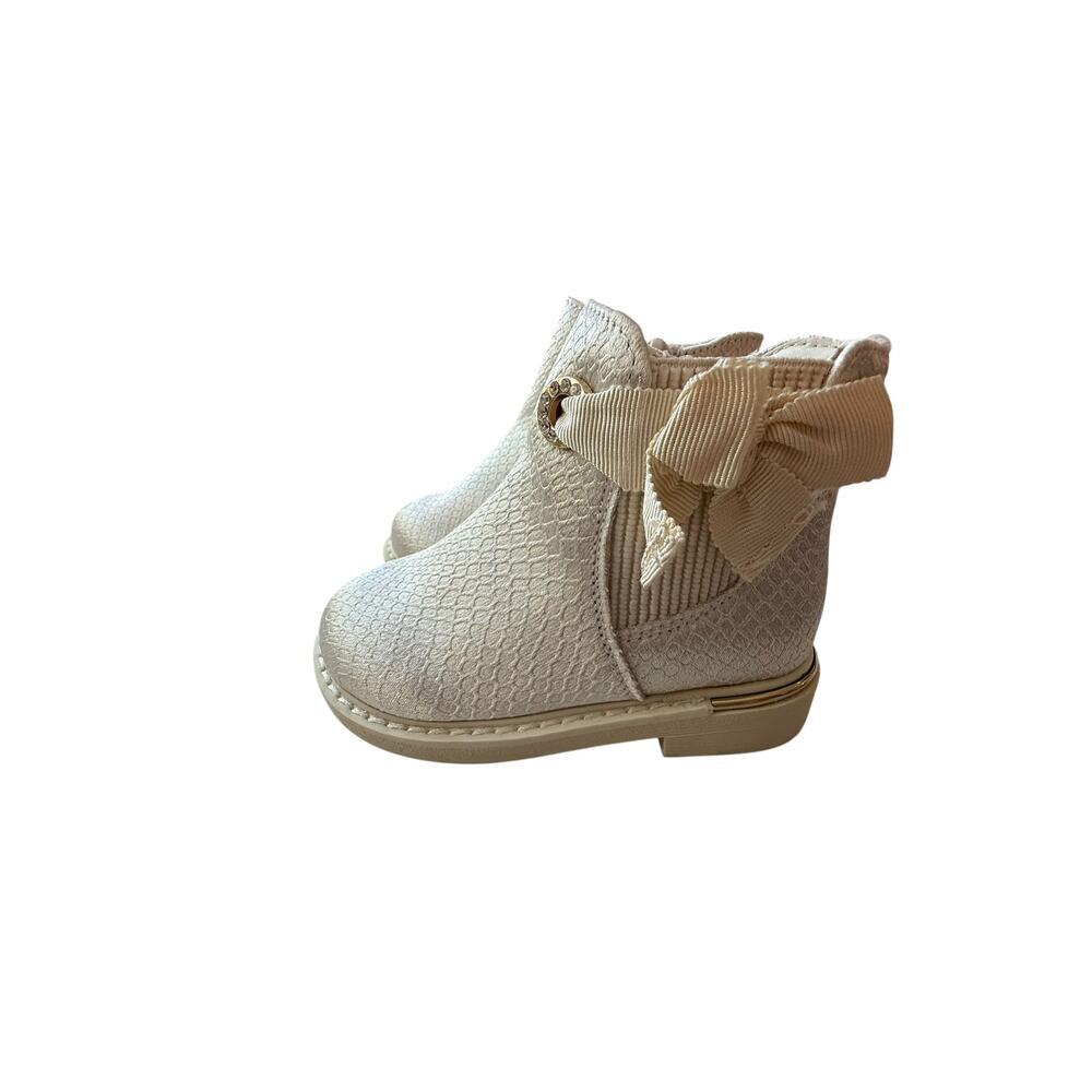 River Island Baby Cream Bow Ankle Boots Size UK C5 EUR 21.5